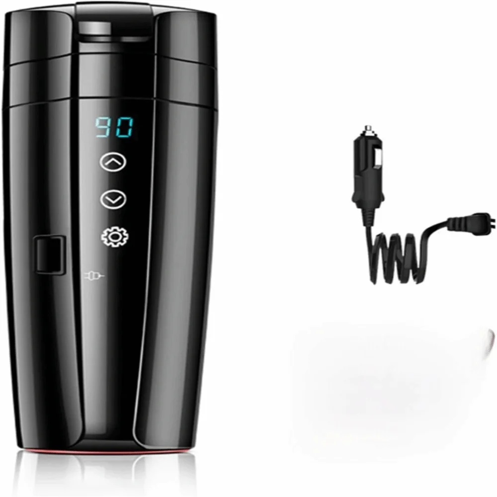 400ml Heated Mug Leakproof Lid Temperature Control Car Electric Kettle Heat Retention Rustless Steel Coffee Mug Travel Use