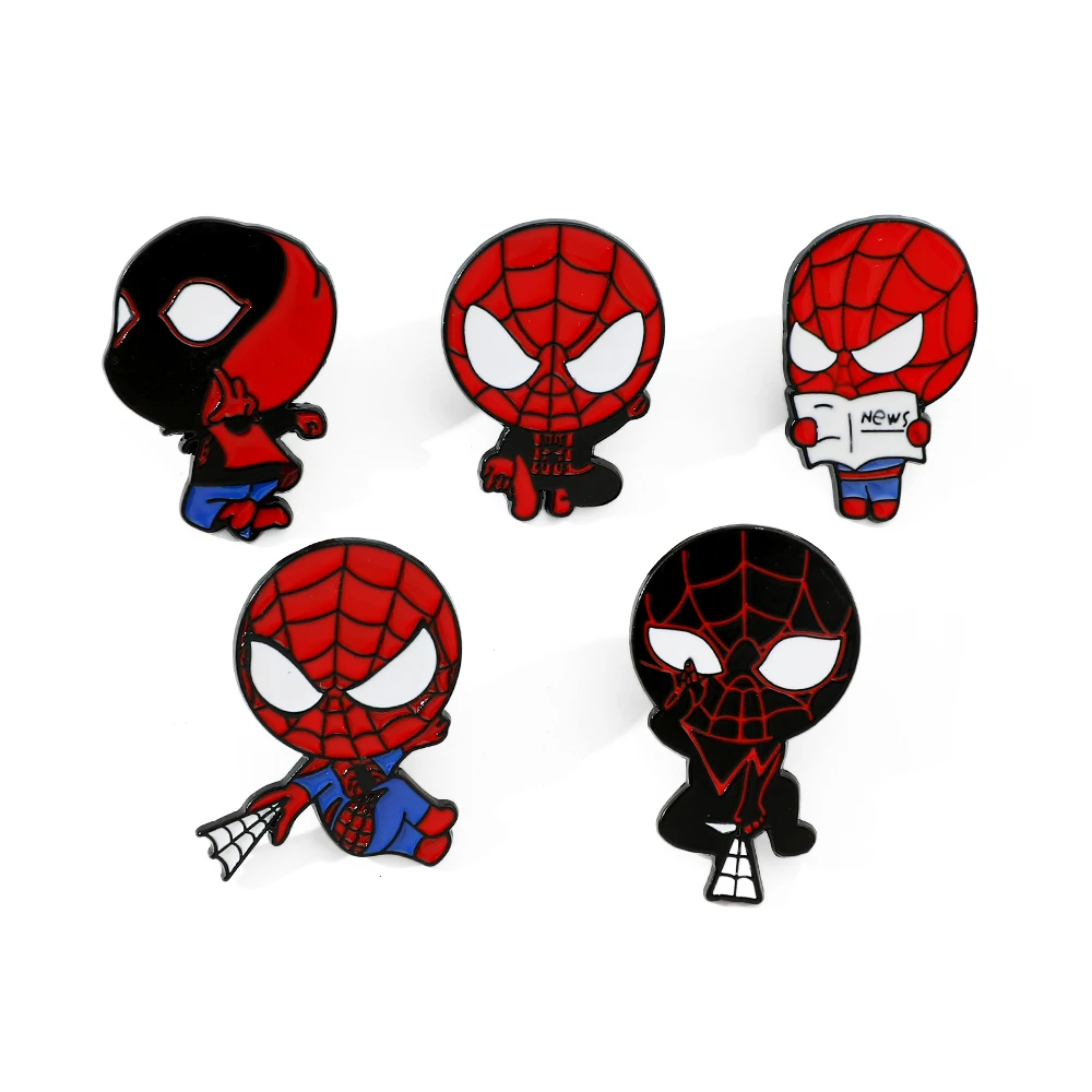 5 Pcs Cute cartoon Idea Spider-Man Metal Badge Film Character Enamel Brooch Accessory Men's and Women's Clothing Bag Decoration