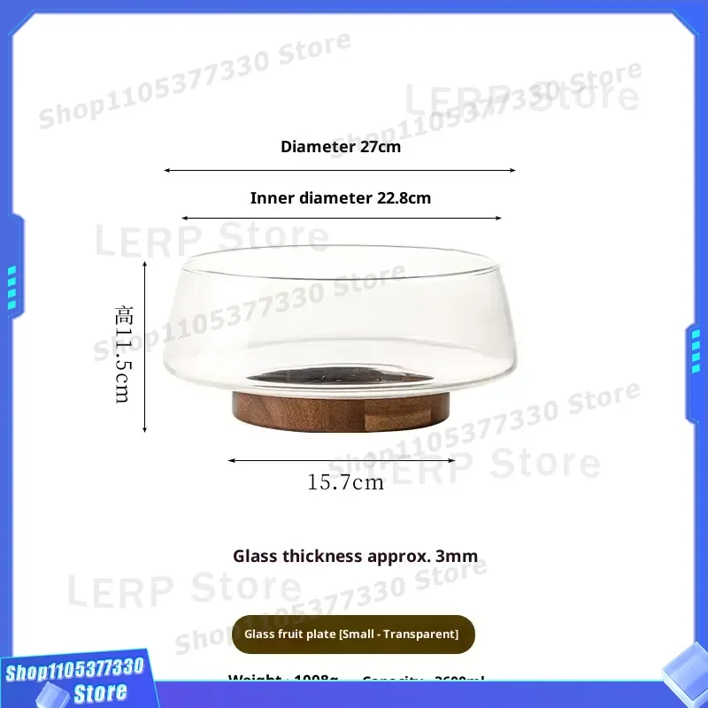 Transparent Glass Salad Bowl for Fruit and Candy Serving Plate Modern Coffee Table Snack Dish for Dried Fruits Cold Cuts Home