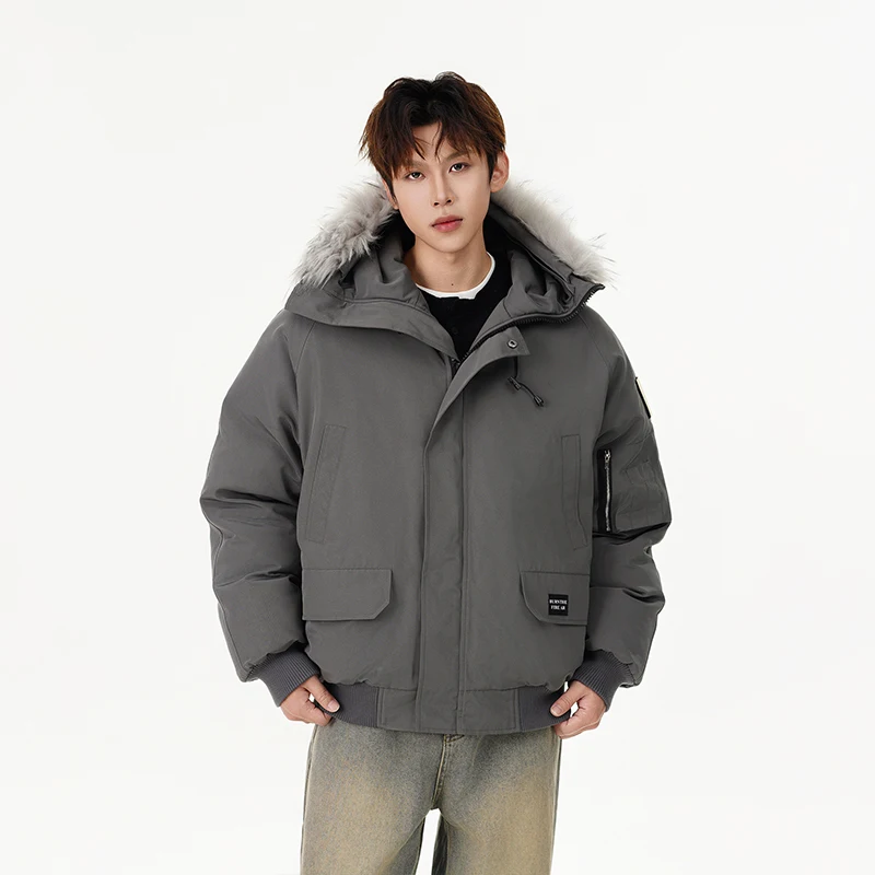 Men Winter Streetwear Loose Casual Fashion Cotton-padded Hooded Parkas Bomber Jacket Women Oversize Thicken Coat Outerwear