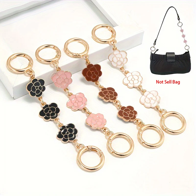 High Quality Metal Bag Extension Chain For Women Girls New Stylish Camellia Shaped Removable Shoulder Strap Decoration