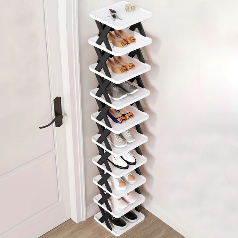 

9-story narrow entry shoe rack Plastic vertical shoe storage box Space saving Freestanding shoe storage rack closet hallway