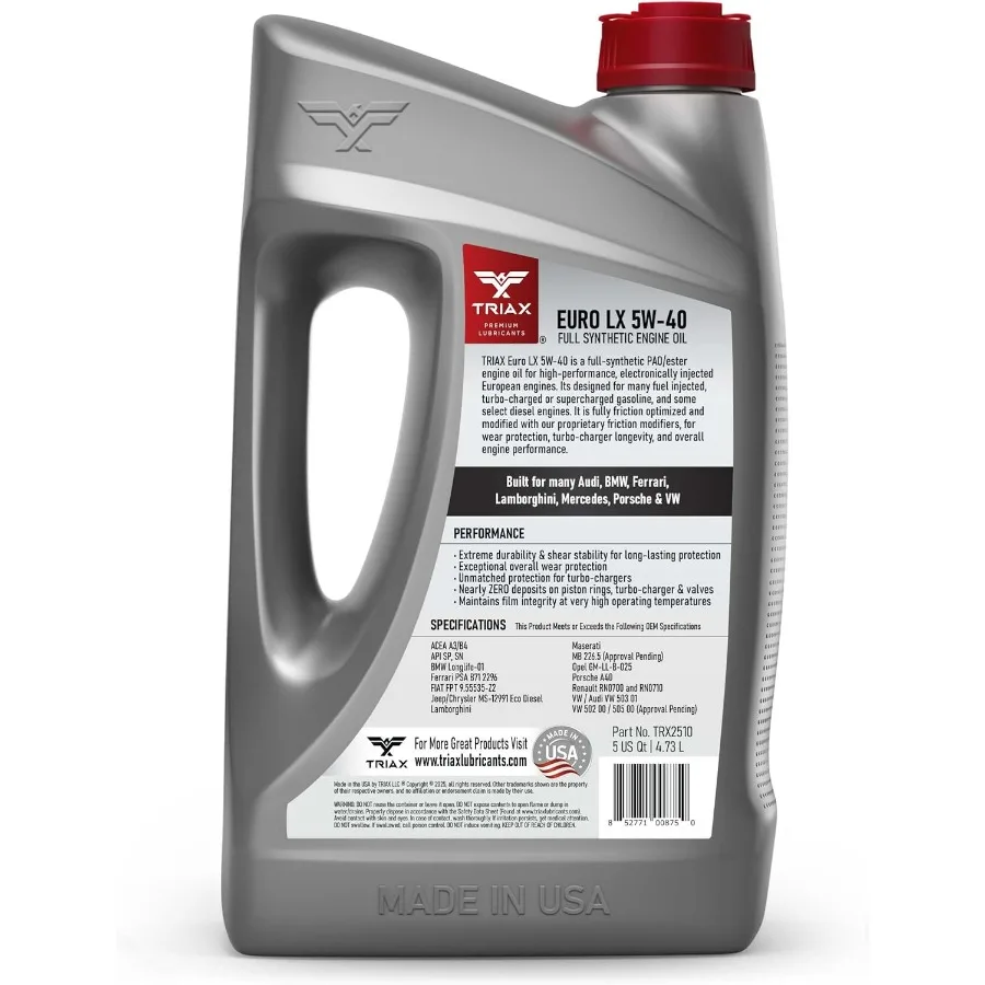 زيت محرك Euro LX 5W-40 Full Syn - متوافق مع BMW LL01، MB 229.5، 226.5، Audi/VW 502.00، 505.00، MS-12991، Porsche A40 (5 #2