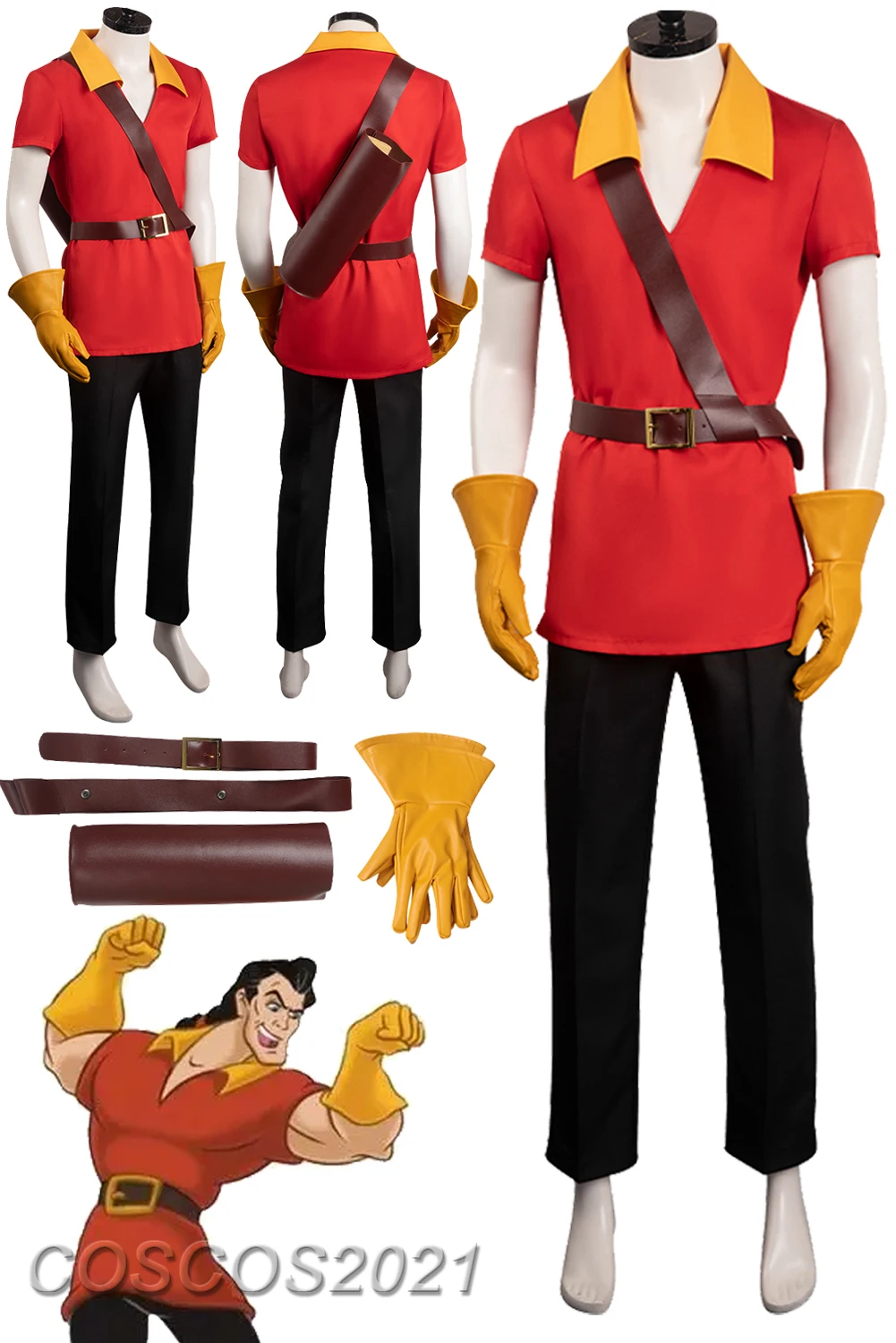 Gaston Cosplay Fantasia para Homem Adulto, Fantasia, Desenhos Animados Beleza, A Fera, Fantasia, Halloween, Festa de Carnaval, Pano