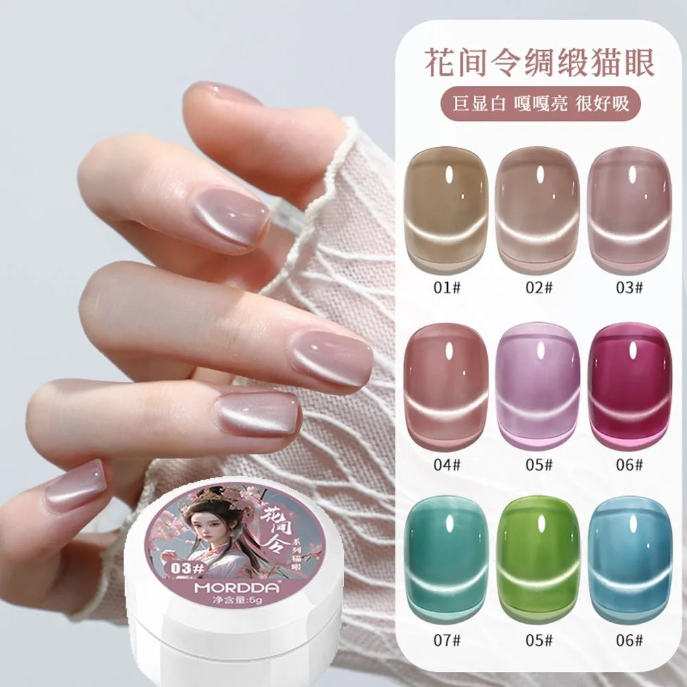 5ml Smooth Ceramics Cat Magnetic Gel Nail Polish Crystal Moonlight Cat Eye Gel Polish Satin Mirror Effect Sparkling Nail Varnish