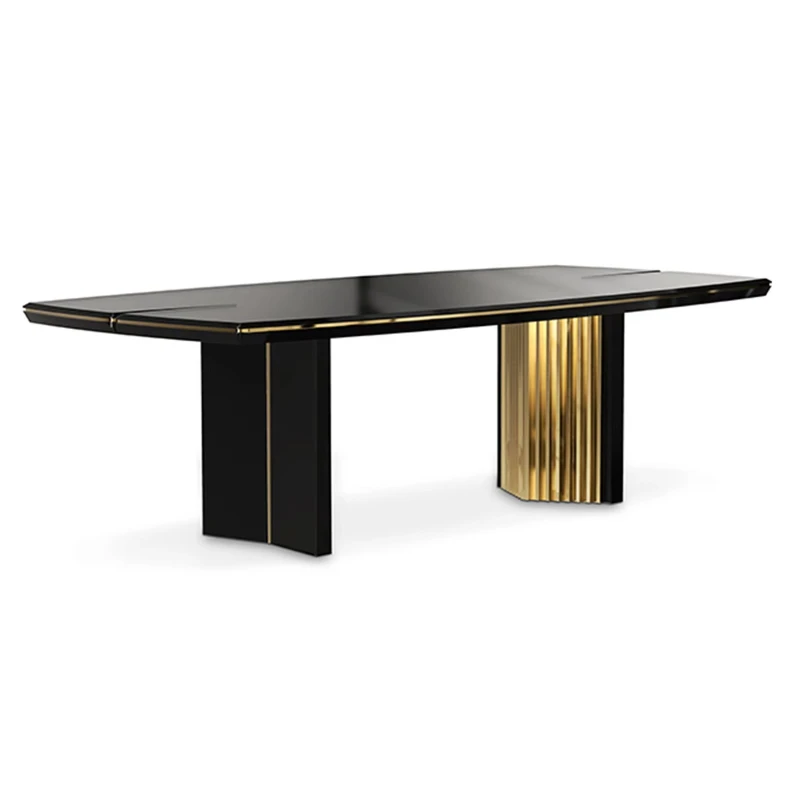 

Luxury minimalist design rectangular dining table set stainless steel modern restaurant set custom dining table