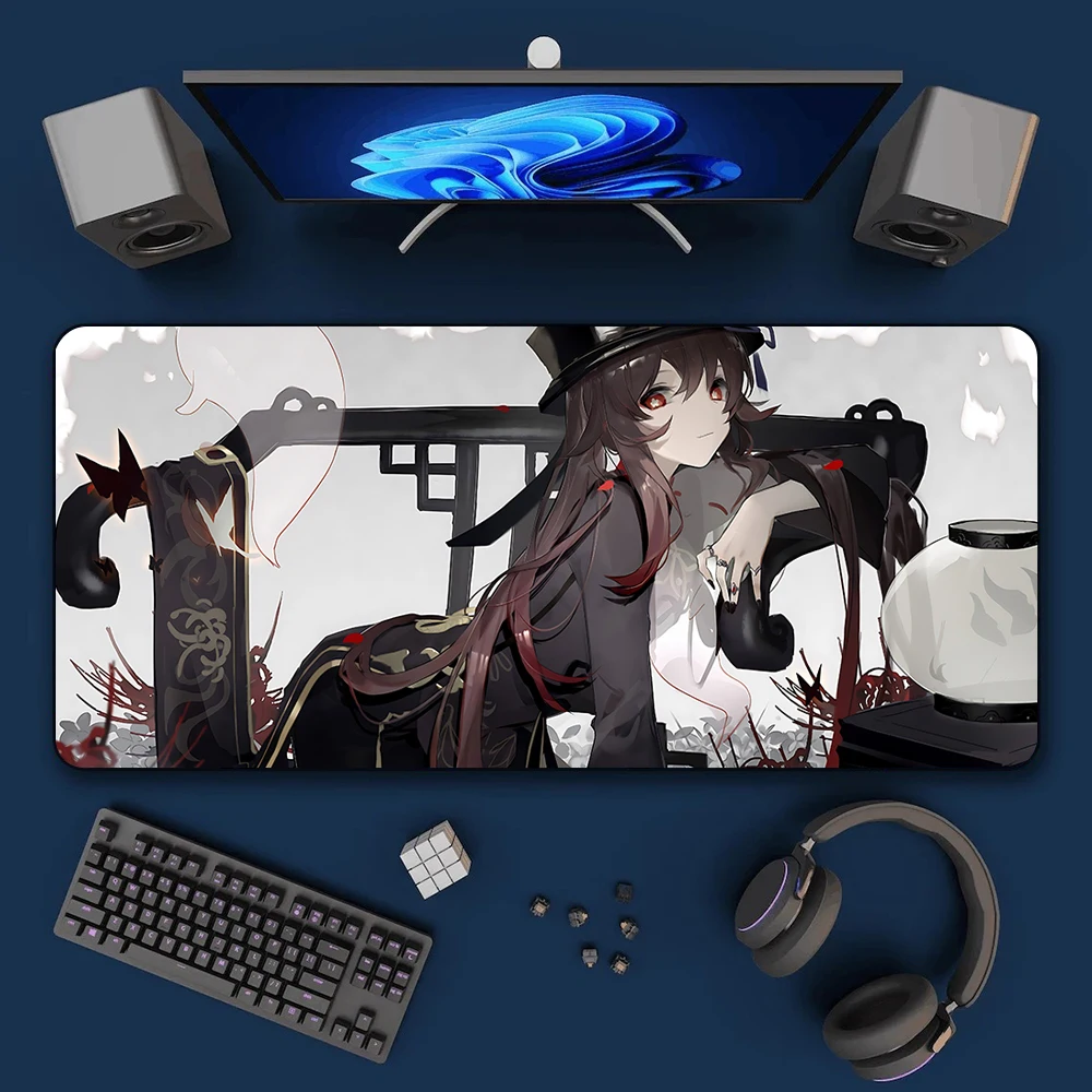 Hu Tao Genshin Impact Mousepad HD Printing Computer Gamers Locking Edge Non-slip Mouse Pad XXL90x40cm Keyboard PC Desk Pad