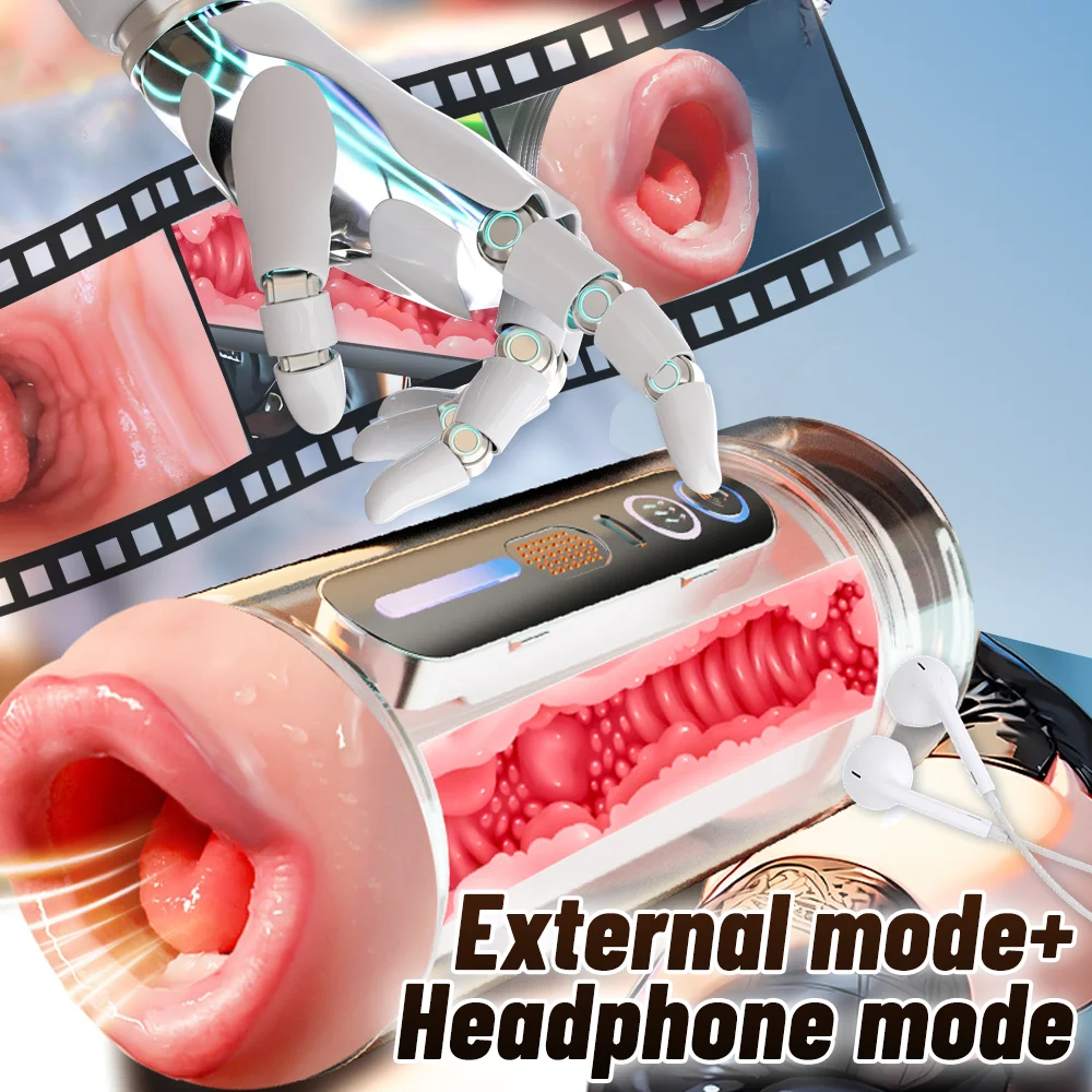 Blowjob Pocket Pussy Automatic Male Masturbator Mouth Vagina Double-Headed Penetration Channel Vibrating Moaning Sex Toy - Image 4