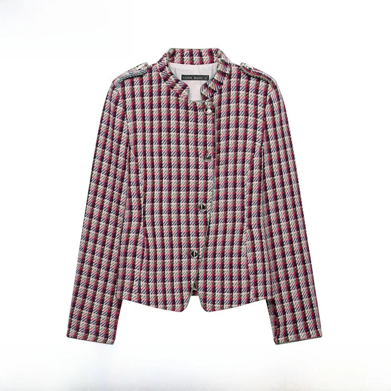Early Autumn New Arrival Women's Fashionable Double-Breasted Suit Jacket ZR Style Versatile Polyester Fiber Short Coat