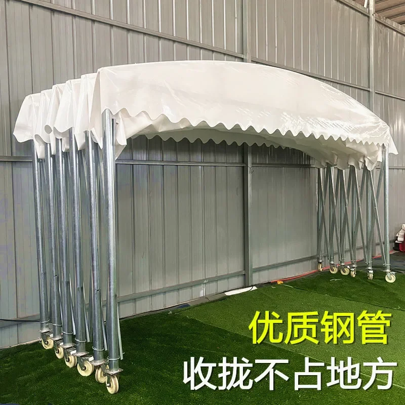 Customized outdoor mobile push-pull canopy large warehouse telescopic tent barbecue supper parking shed food stall canopy