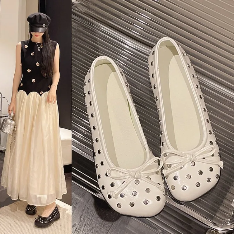 Black Round Toe Bowtie Mary Jane Shoes Women 2026 Summer New , One Foot Elevated Ballet Single Shoes Women