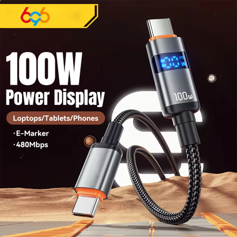100 W PD Schnellladegerät USB auf Typ-C-Displaykabel Typ C auf Typ C-Kabel für Huawei für Xiaomi 14 für MacBook Pro iPad
