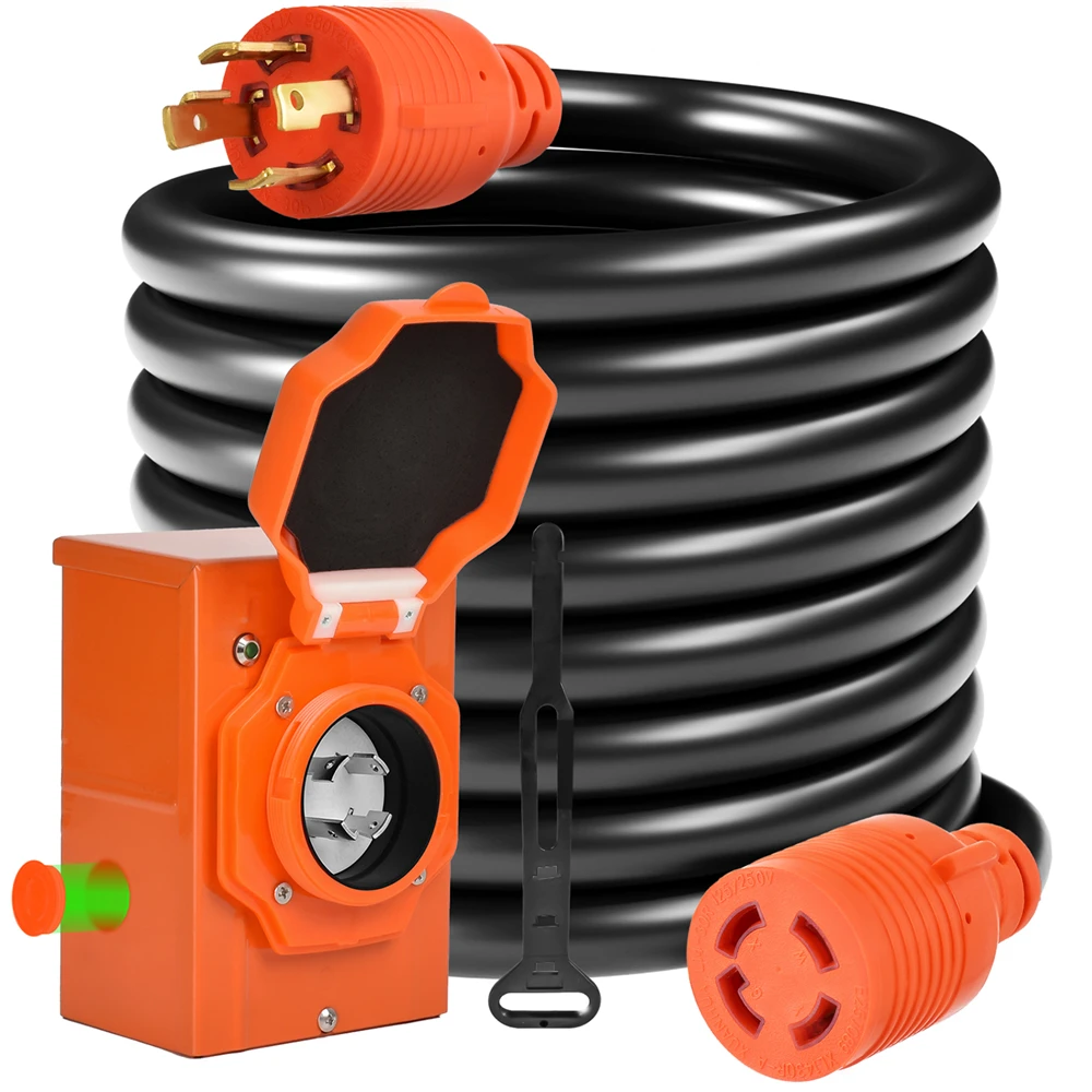 

HZXVOGEN 30 А 15F/20F/25F удлинитель для автодома 125 В/250 В 7500 Вт сверхмощный шнур питания генератора каравана для кемпера, каравана, прицепа