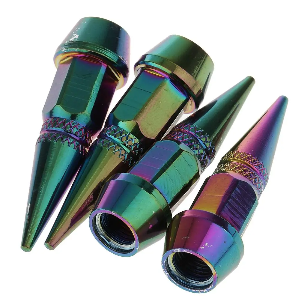 4x Long Stem Caps Metal Thread /Set for Tires Multicolor