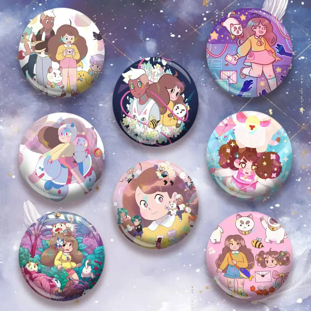 Bee And Puppycat Cartoon Style Badge  Laser Badge Creative Pins Brooch for Decor Gifts Fans Collect Easter decorations