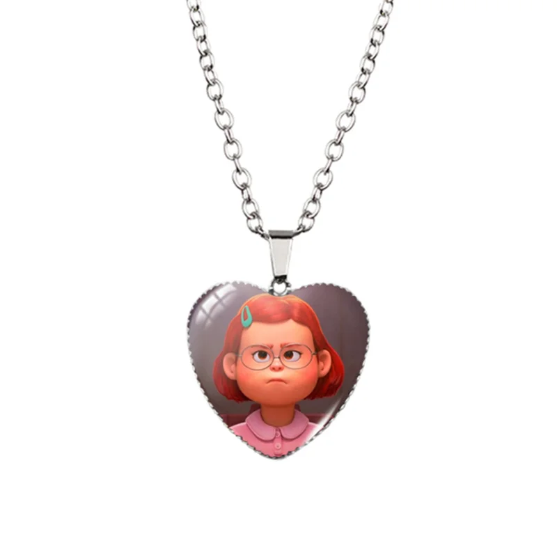 2022 Disney Turning Red Anime Heart Shaped Necklace  Pendants The Little Red Panda Figure Handmade Crafts Jewelry kids Gifts