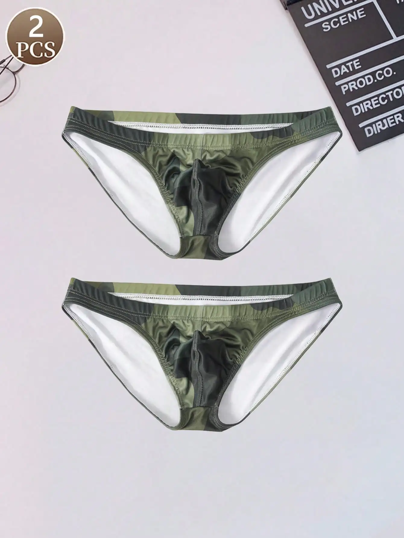 

2PCS Basic casual sports knit fabric soft camouflage low waist Men's high elasticity hip lifting fashionable camouflage brief