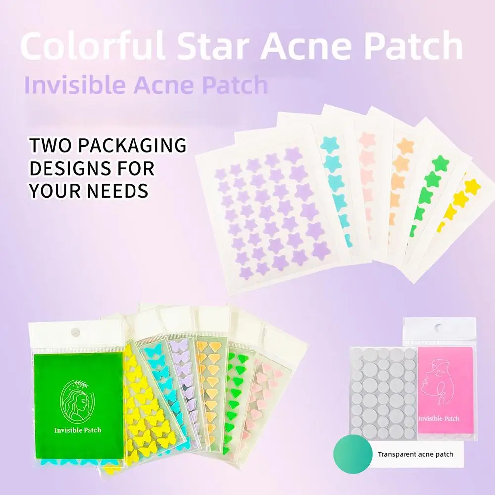36pc Colorful Star/Butterfly Pimple Patch Acne Stickers -Acne Removal Invisible Concealer For Face Spots Zits Beauty Makeup Tool
