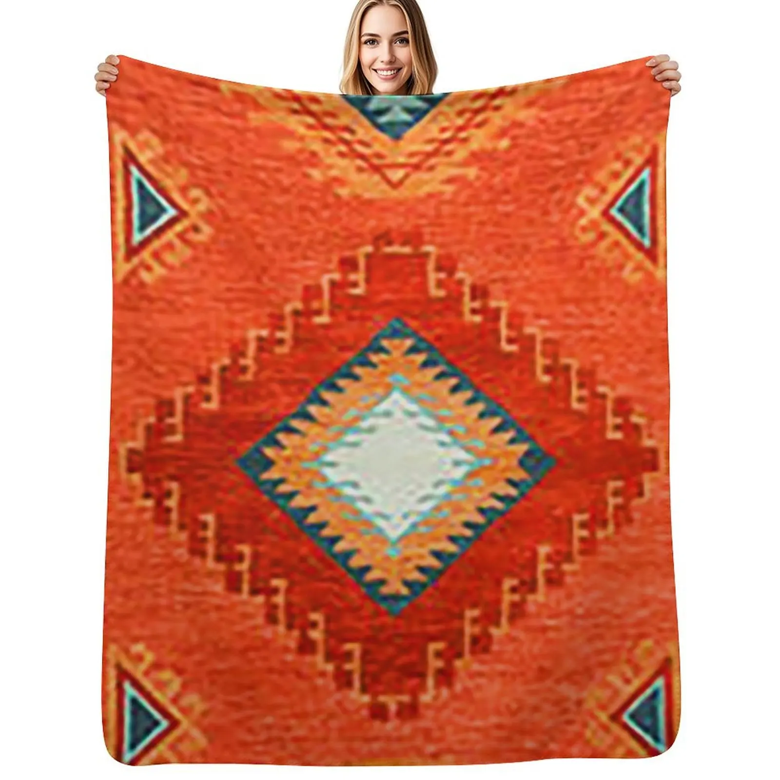 

navajo blanket,southwestern art,native american art,indian art,arizona,dessert,geometric pattern,bow and arrows,co Throw Blanket