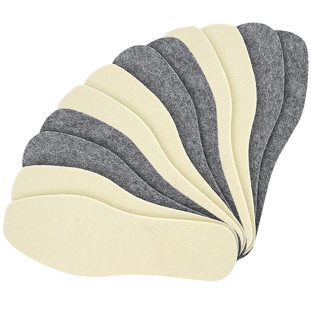 

6 Pairs Wool Insoles Boot Pads Inserts Women Cut Cushions Chemical Fiber Warming Moisture Absorption Comfortable Winter Unisex