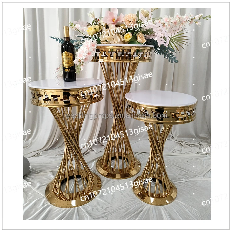 Wedding Event Decoration Gold Stainless Steel Circular Cake Table