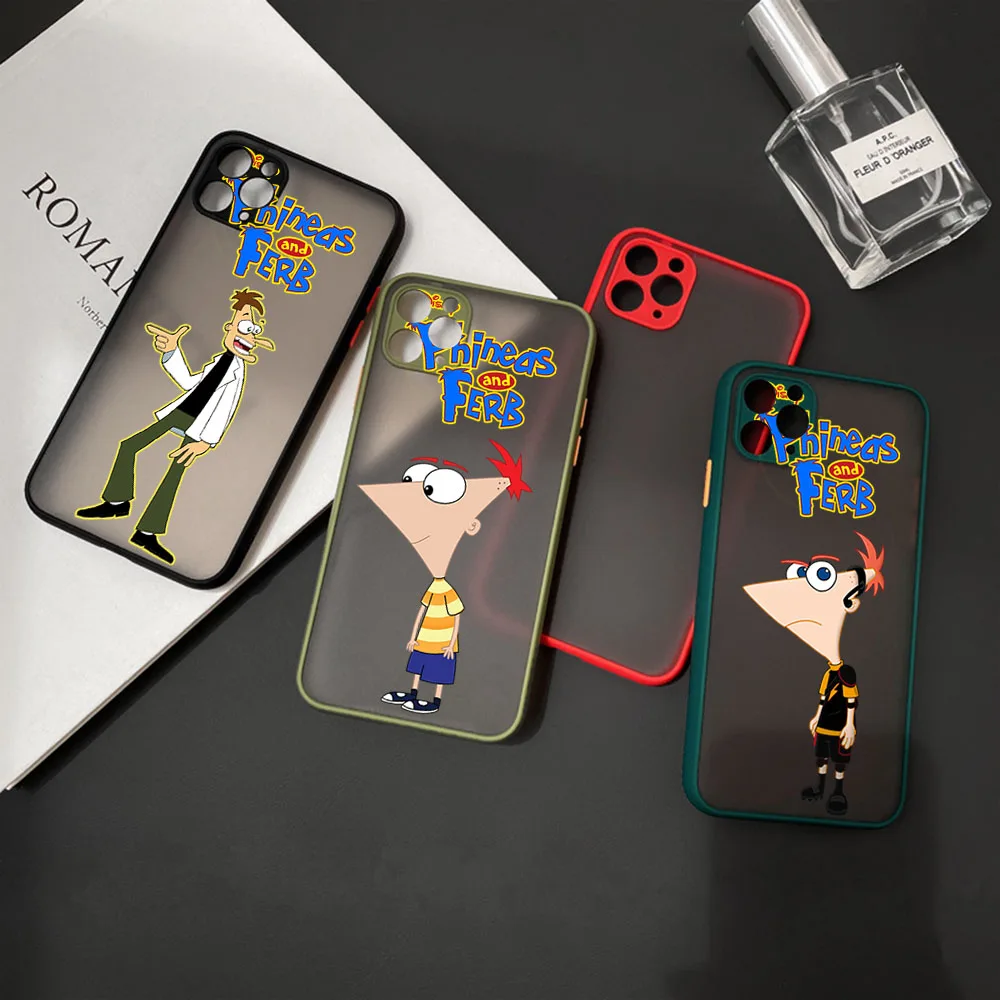 حافظة هاتف لهاتف آيفون 17 برو ماكس 12 ميني 13 14 15 16 Plus 16e Air Phineas و Ferb أنيمي ديزني ماتي غطاء شفاف متجمد #1