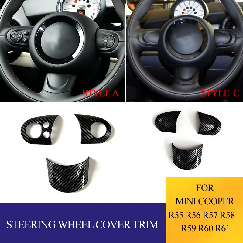 ABS Carbonfaser Auto-Lenkrad-Panel-Tasten-Aufkleber-Abdeckung für MINI COOPER R55 R56 R57 R58 R59 R60 R61