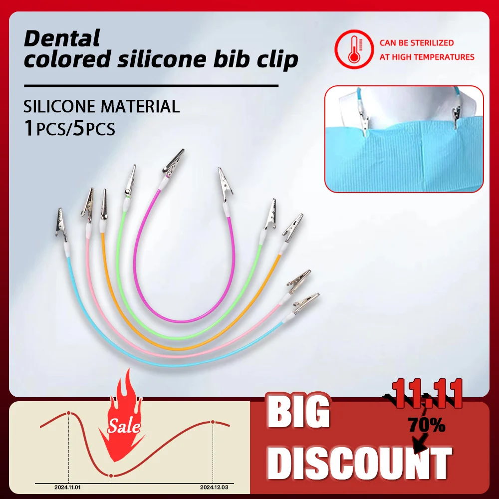 Dental Scarf Clip High-Temperature Sterilizable Silicone Material Disposable 5 Colors Napkin Holders Dental Tools 1/5/10 Pcs