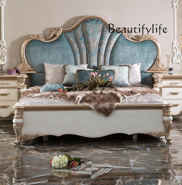 European solid wood double bed French light luxury neoclassical designer comfortable fashion exquisite senior