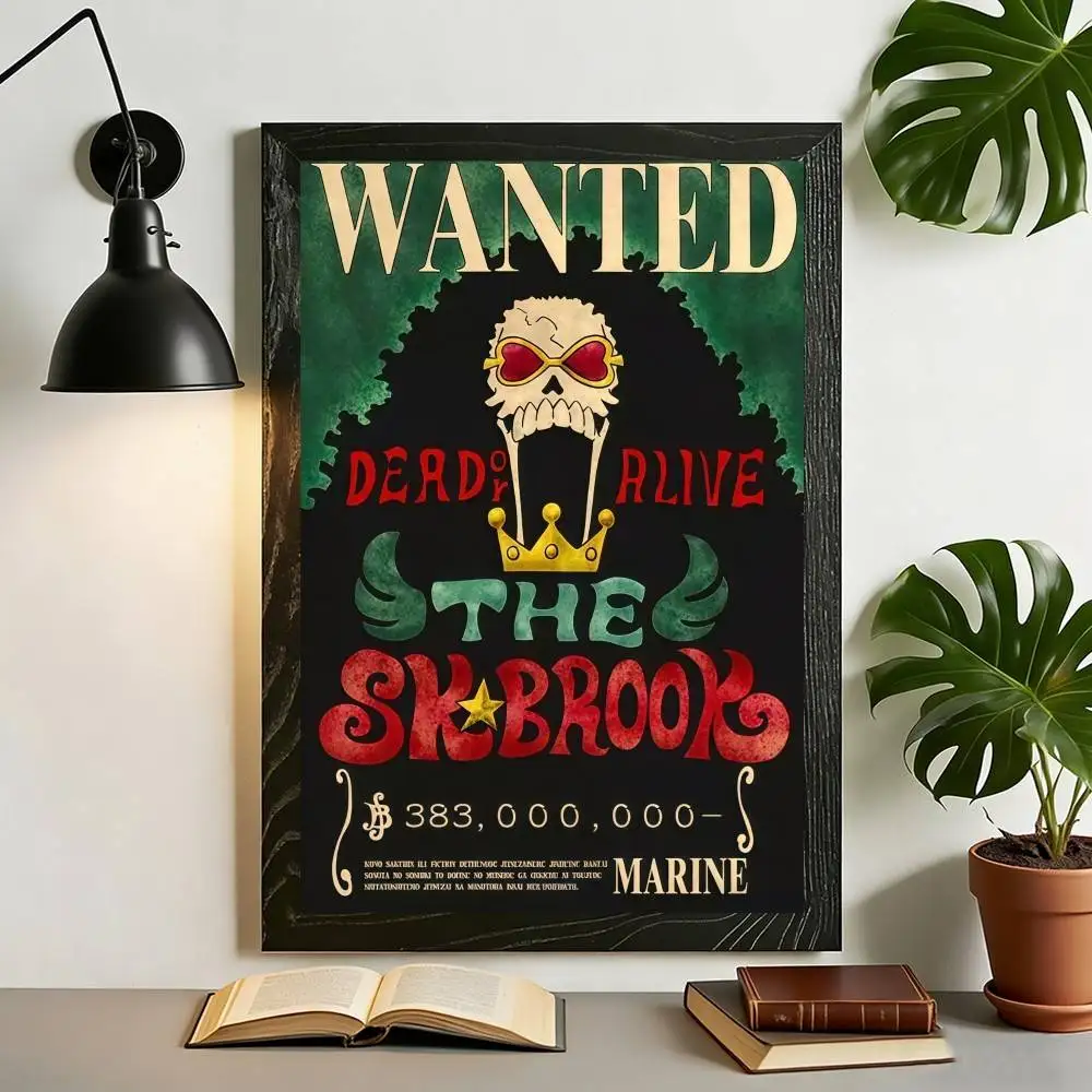 Anime One Piece Wanted-Poster Leinwanddruck Wandkunst Luffy Sanji Chopper Robin Franky Druck für Fan-Zimmer-Dekoration