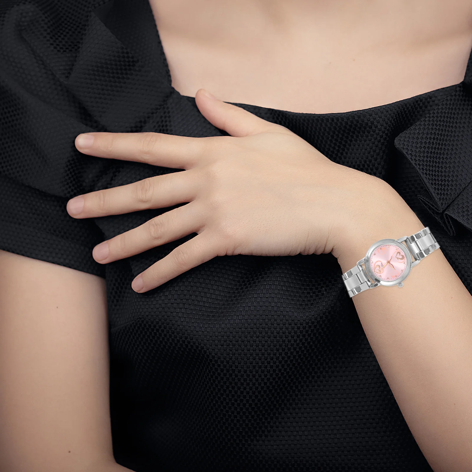 زوجين كوارتز ساعة اليد حزام الصلب للماء أزياء عاشق ووتش الوردي نمط هدية مثالية عيد الحب السنة الجديدة