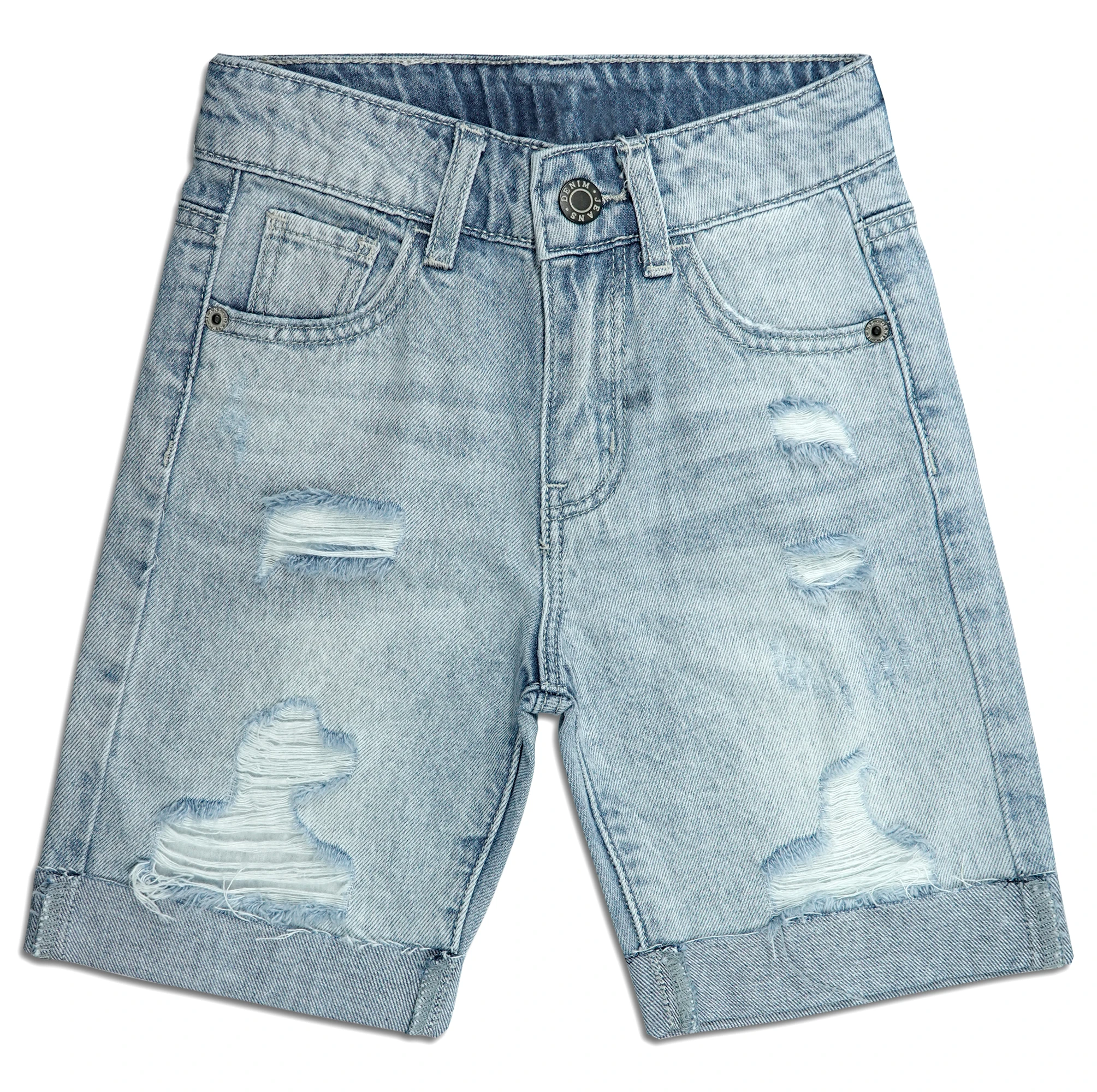 KIDSCOOL SPACE Boys Summer Denim Shorts, Ripped Soft Thin Elastic Band Inside Half Jean Pants