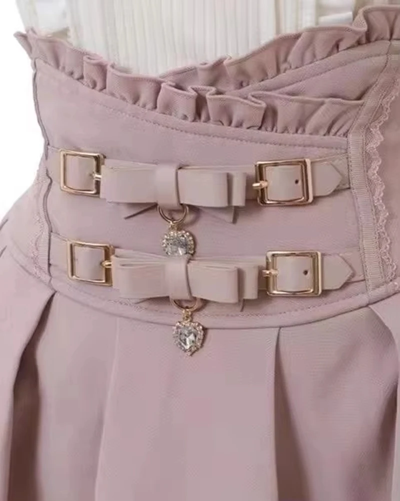 Jirai Kei Rok Mine Serie Kawaii Dubbellaags Jurk Riem Hart Japanse In Massa Geproduceerde Roze Y2k Sweet My Love Girl Lolita