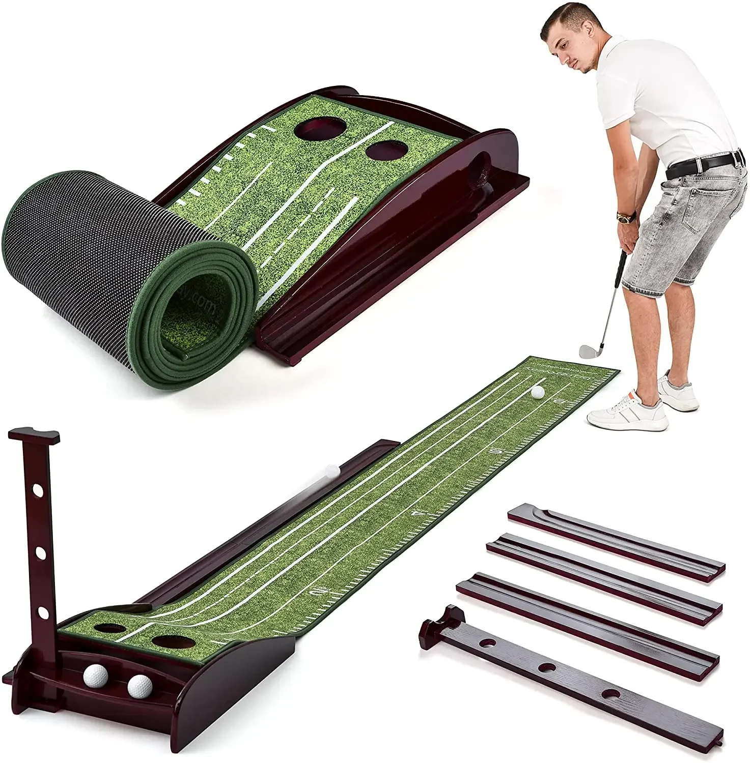 Polymères de golf Putting Green pour une utilisation en intérieur et en extérieur, mini terrain de golf avec retour automatique de la balle, vente en gros