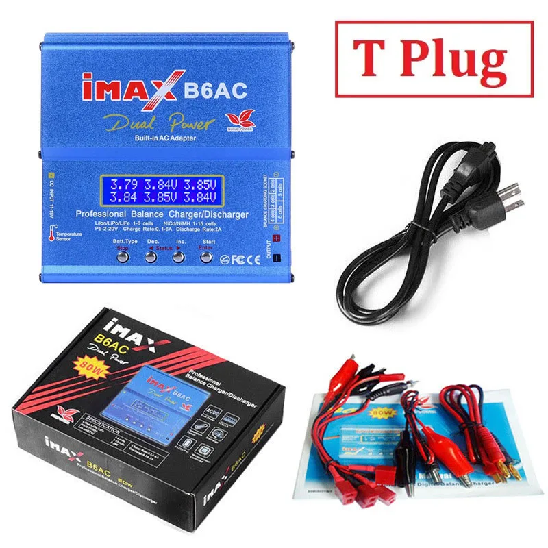 80W iMAX B6AC 2.0 RC Balance Charger For Lipo NiMH Li-ion LiFe NiCD LiHV Battery Charger For 2S 3S 4S 5S 6S Rechargeable Battery