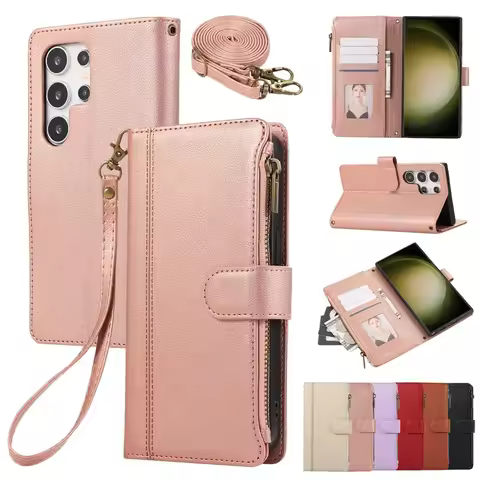 Crossbody Wallet with Card Holder Phone Case for Samsung Galaxy S23 S24 FE S25 S22 Plus Ultra A16 A06 A35 A55 A25 A15 A54 Cover