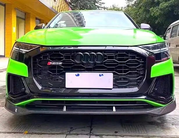 For Audi Q8 SQ8 2018-2023 Real Carbon Fiber Bumper Front Lip Rear Trunk Diffuser Exhaust Tips Roof Spoiler Full Sport Body kit