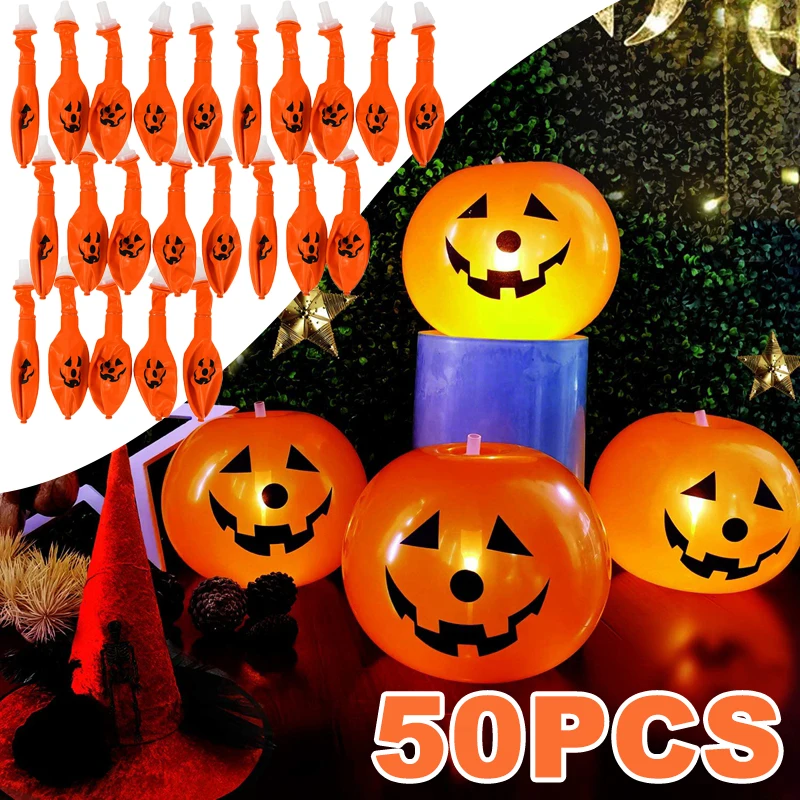 Halloween Pumpkin Lantern Balloon LED Luminous Floor Stand Toy Party Atmosphere Pumpkin Lantern Decoration Balloon Christmas