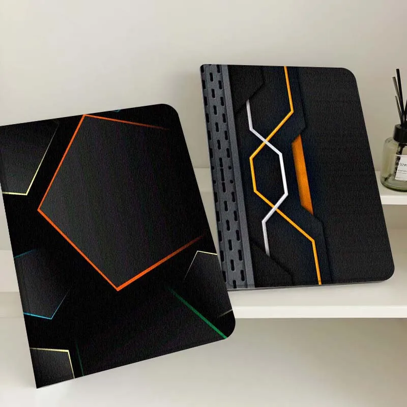 

Cool Black Geometric Lines Gift For Apple iPad Pro Air 13 2 7th 6th 2025 M2 M3 M4 M512.9 13 inch Foldable Tablet Case