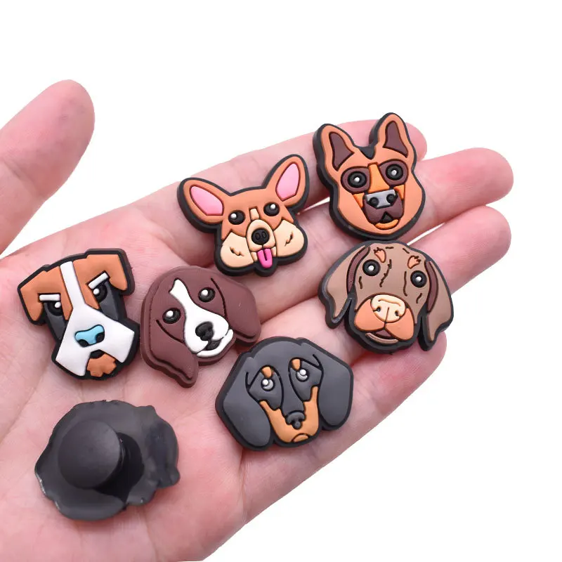 New Lovely Mixed Puppy Faces PVC Shoe Charms Fashion Easy Install Footwear Decor Accessories For Clogs Popular Novelty Gift