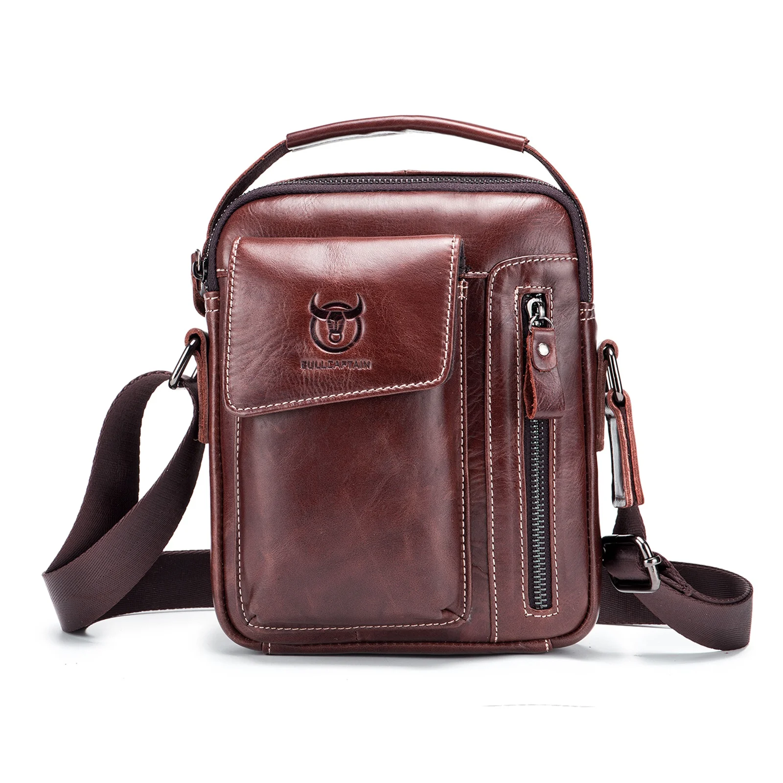 حقيبة كتف من الجلد الطبيعي للرجال حقيبة يد صغيرة خفيفة الوزن حقيبة كروس للأعمال اليومية والسفر غير الرسمي #6