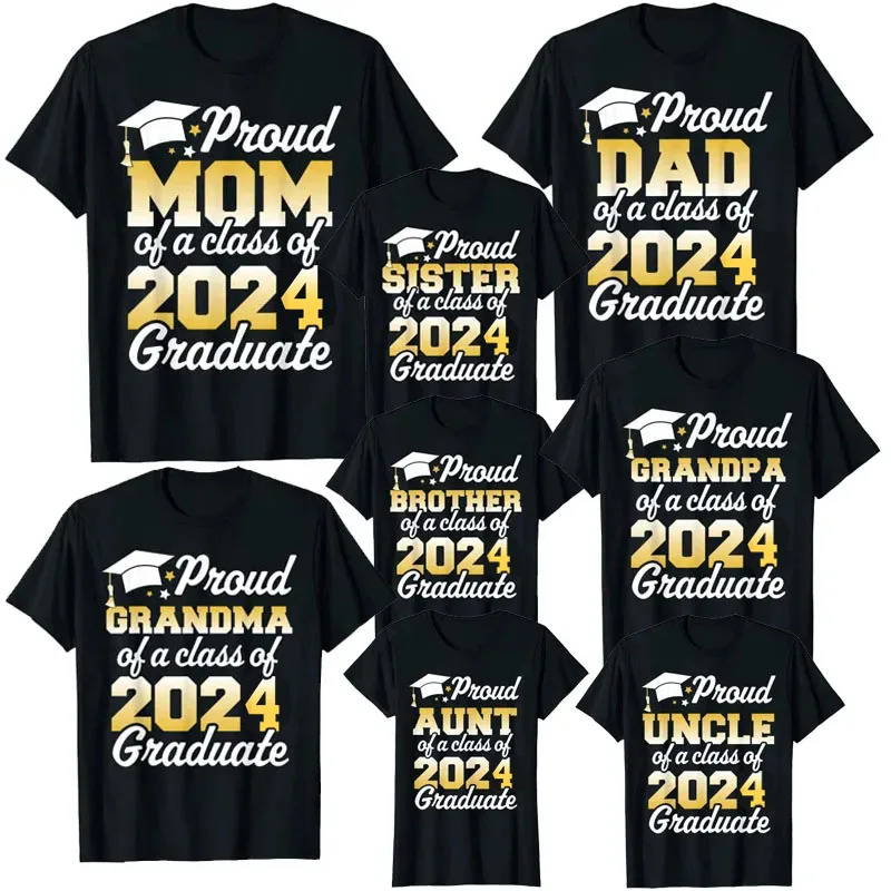 

Proud Mom of A Class of 2024 Graduate Mother Senior Family T-Shirt Funny Dad Aunt Uncle Grandma Grandpa Sister Brother Tee Tops