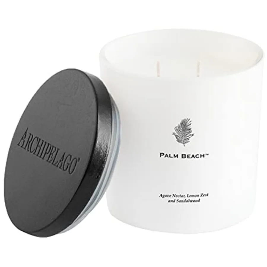 

Luxe Candle Agave Nectar Lemon Zest and Sandalwood Scent Elegant White Glass Jar Candle Coconut Wax Double Wicks Burn 100 Hours