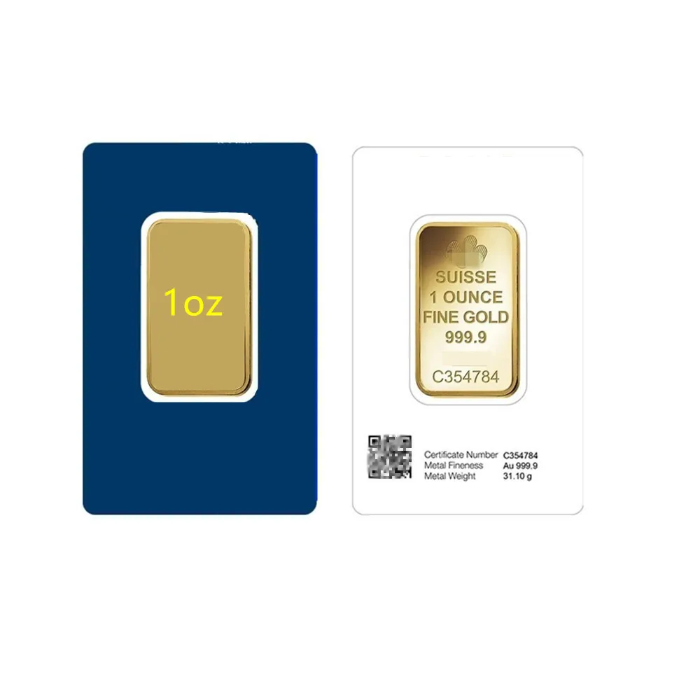 1 OZ Gold Bar Carbon Neutral Lady Fortuna 24k Ottone Placcato Oro Nucleo Artigianato Regali di Festa Decorazione