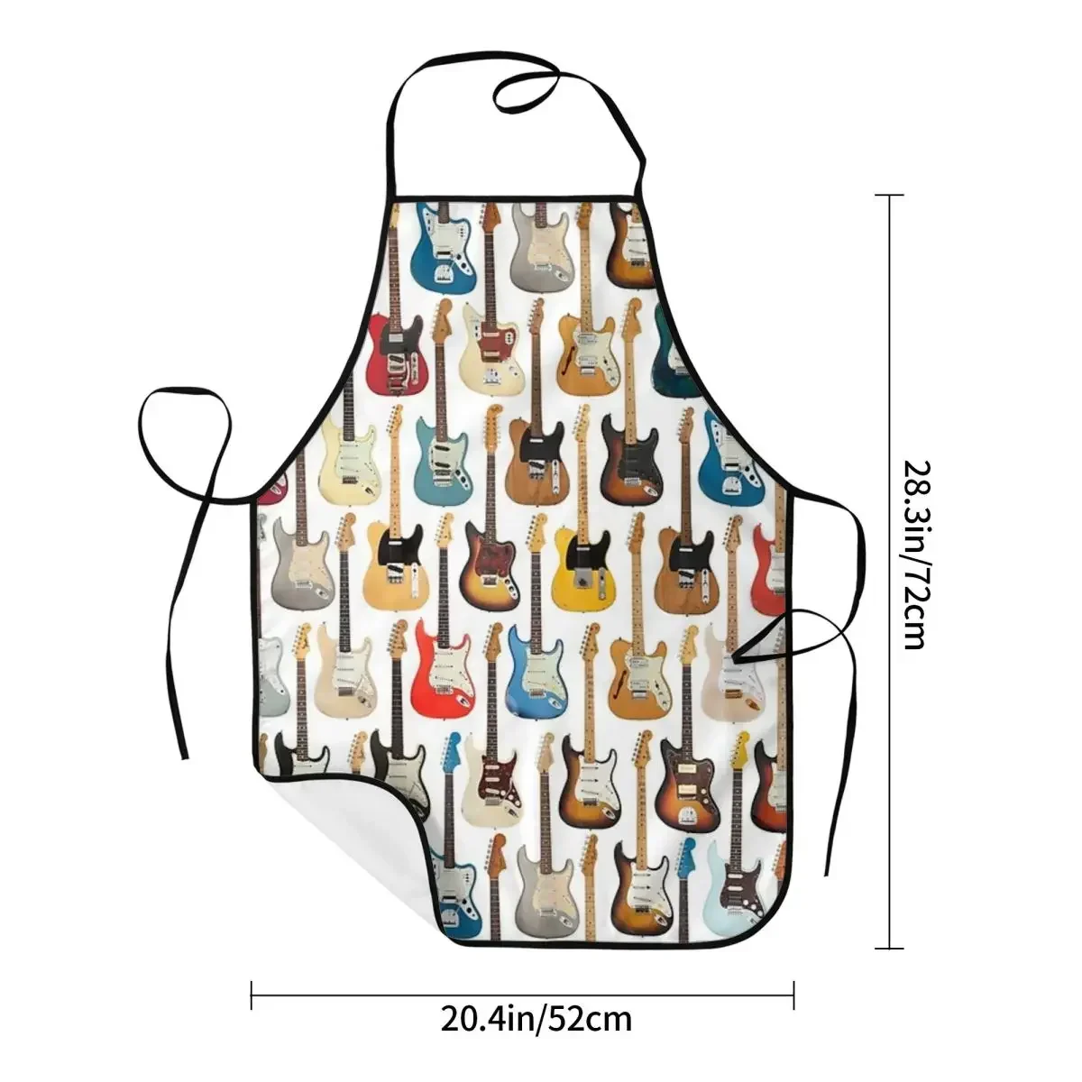 Vintage Fender Guitar Collection Apron Chef Cooking Cuisine Tablier Waterproof Bib Kitchen Cleaning Pinafore for Women Men