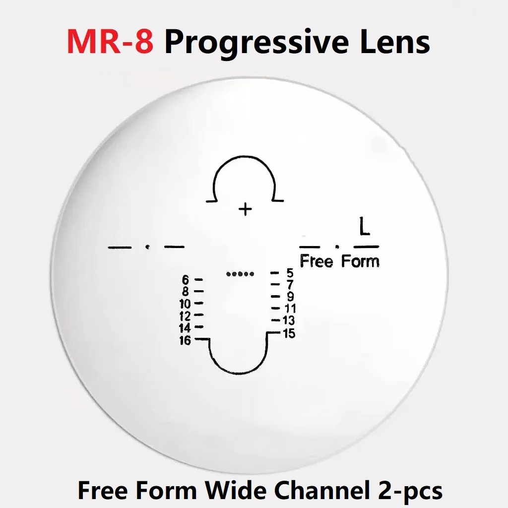 MR8 Progressive Lens HD Anti Blue Lenses Optical Prescription Diopter Multi Focal Free Form Wide Channel Resin Aspheric MR7 2pcs