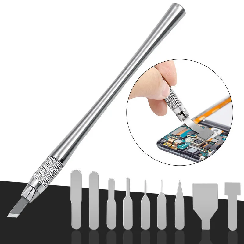 11Pcs CPU Prying Knife Set Stainless Steel Hand Tools Professional IC Chip BGA Removal Kit with Interchangeable Blades