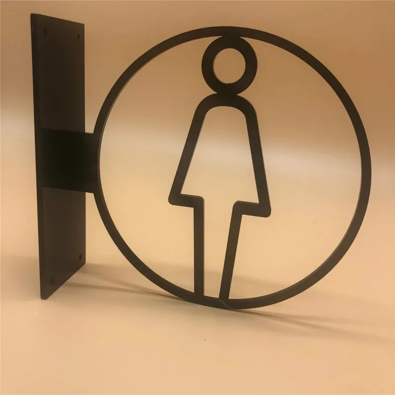 3D Side Mount Wc Signs Door Sticker Men & Women Restroom Toilet Sign Doorplate Tips Guide Creative Signage Acrylic Plaque