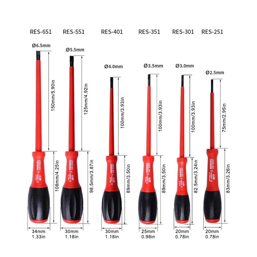 RUBICON Insulated Phillips and Slotted Screwdriver Multifunctional Electrician Repair Tool for High Voltage Work NO.RES Series