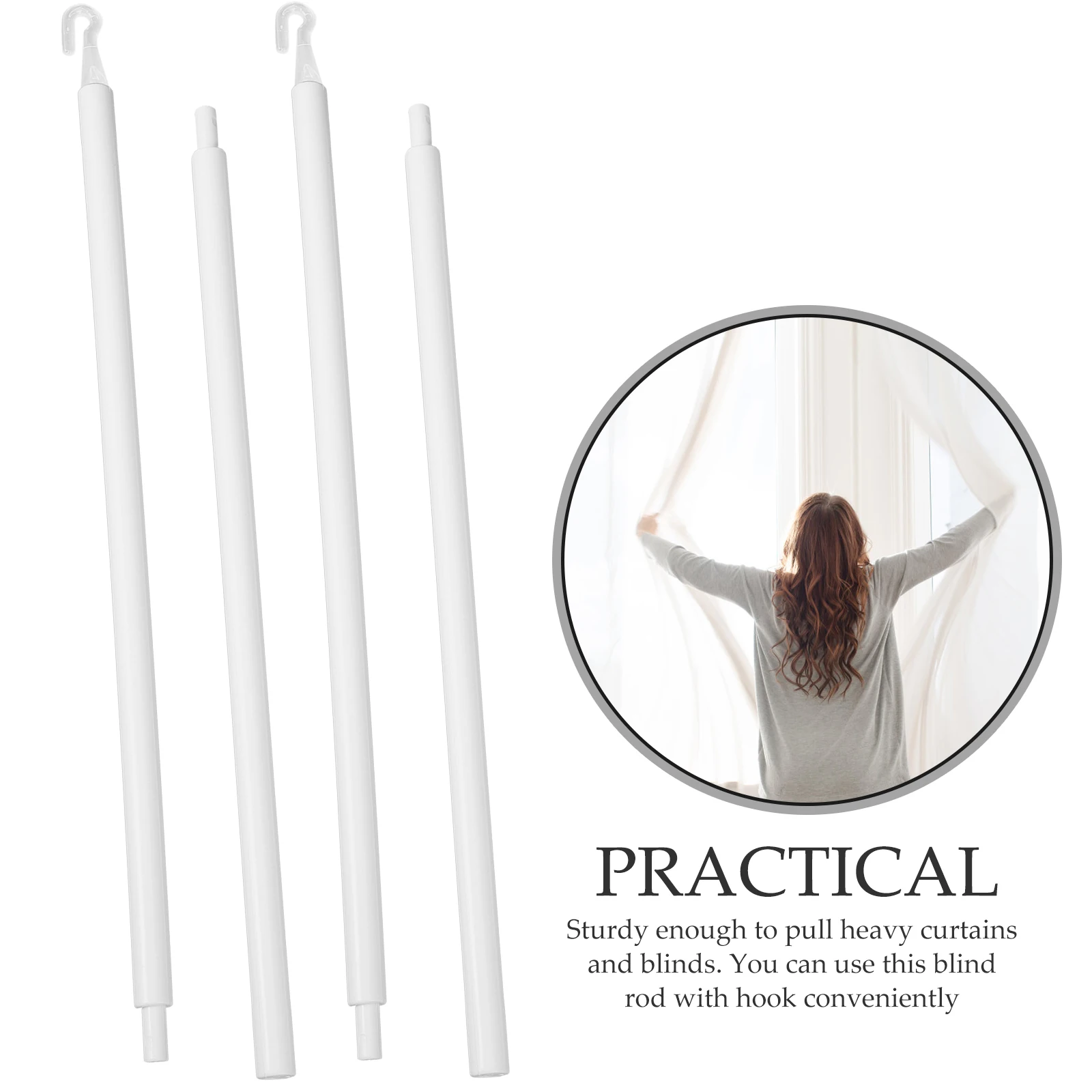 

2pcs Replacement Blind Wands Vertical Blinds Rods Plastic Curtain Pull Rods Easy Install Pp Material Home Blind